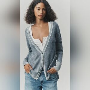 Anthropologie Pilcro Women’s 100% Cashmere Cardigan S Oversized Black Boyfriend